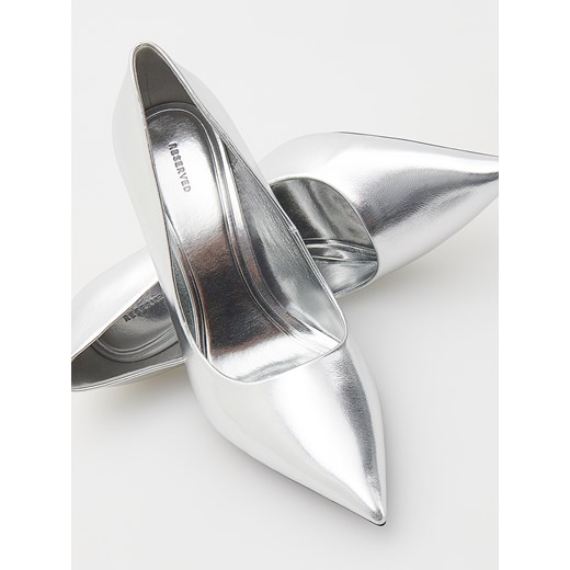 Reserved - Metaliczne czółenka - srebrny Reserved 38 Reserved