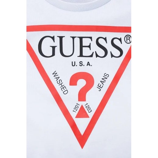T-shirt chłopięce Guess biały bawełniany 