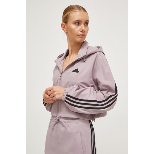 adidas kurtka damska kolor fioletowy przejściowa IP1573 ze sklepu ANSWEAR.com w kategorii Kurtki damskie - zdjęcie 166267229