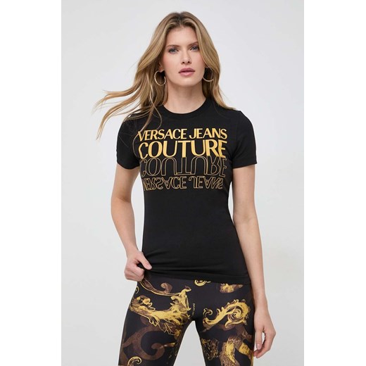 Versace Jeans Couture t-shirt damski kolor czarny 76HAHC00 CJ02C ze sklepu ANSWEAR.com w kategorii Bluzki damskie - zdjęcie 166267487