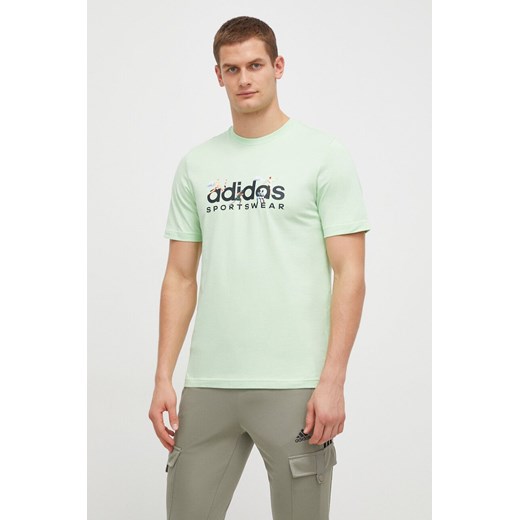 adidas t-shirt bawełniany męski kolor zielony z nadrukiem IM8306 ze sklepu ANSWEAR.com w kategorii T-shirty męskie - zdjęcie 166267515