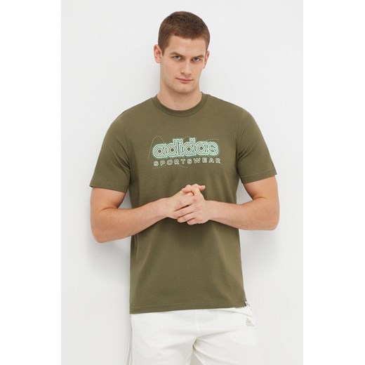 adidas t-shirt bawełniany męski kolor zielony z nadrukiem IM8314 ze sklepu ANSWEAR.com w kategorii T-shirty męskie - zdjęcie 166267525