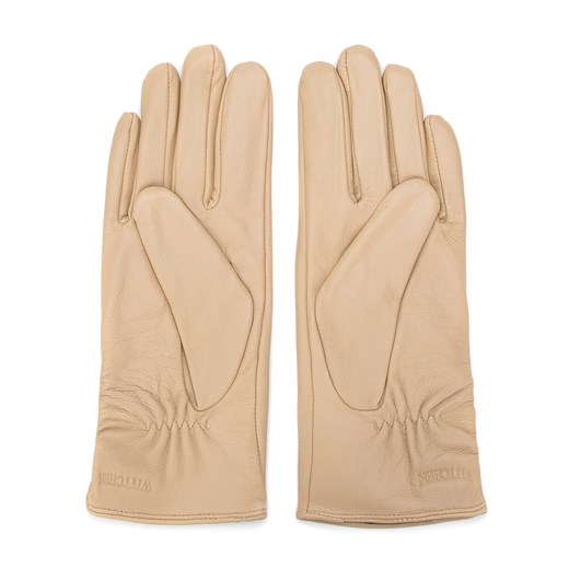 Damskie rękawiczki skórzane z marszczeniem beżowe ze sklepu WITTCHEN w kategorii Rękawiczki damskie - zdjęcie 166269157