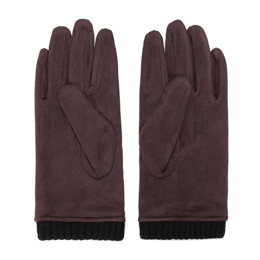 Męskie rękawiczki z przeszyciami i ściągaczem ciemny brąz ze sklepu WITTCHEN w kategorii Rękawiczki damskie - zdjęcie 166269167