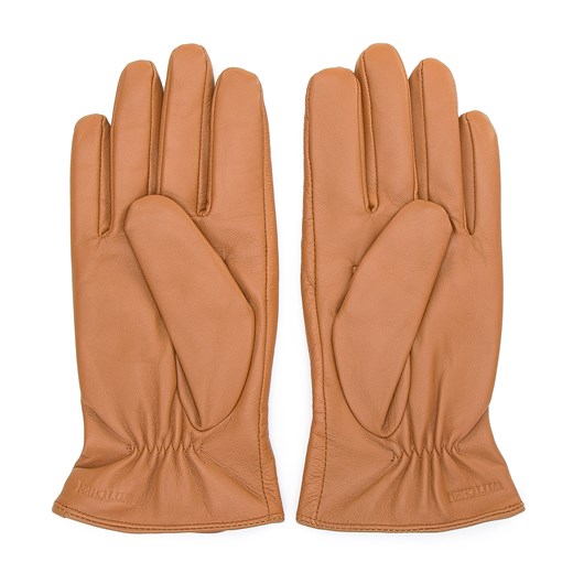 Męskie rękawiczki skórzane ze wstawką w jodełkę brązowe ze sklepu WITTCHEN w kategorii Rękawiczki męskie - zdjęcie 166272796