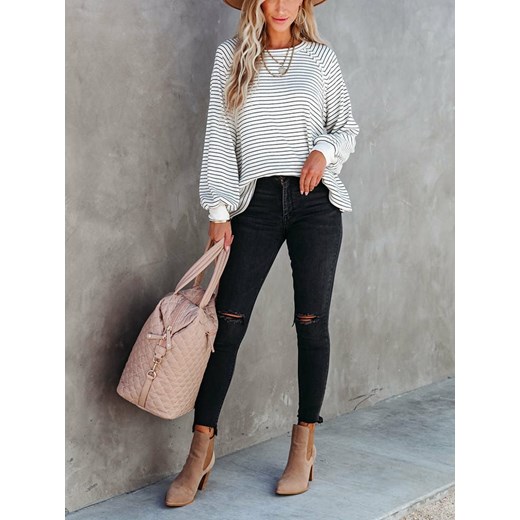 La Angels sweter damski wielokolorowy z okrągłym dekoltem casualowy 