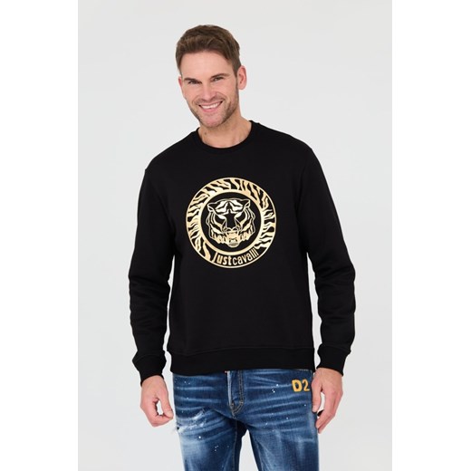 JUST CAVALLI Czarna bluza T-round Gold, Rozmiar XXL ze sklepu outfit.pl w kategorii Bluzy męskie - zdjęcie 166281836
