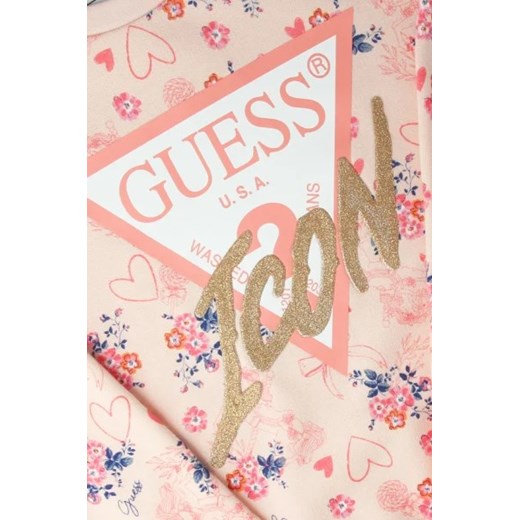 Bluza dziewczęca różowa Guess w nadruki bawełniana 