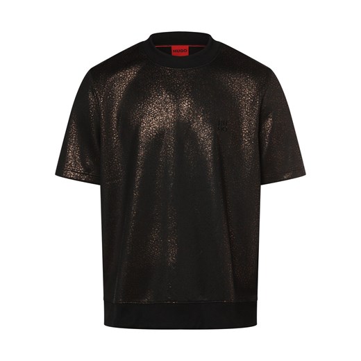 HUGO T-shirt męski Mężczyźni Sztuczne włókno czarny wzorzysty ze sklepu vangraaf w kategorii T-shirty męskie - zdjęcie 166285835