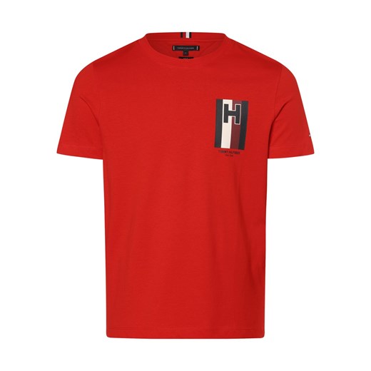 Tommy Hilfiger T-shirt męski Mężczyźni Bawełna czerwony jednolity ze sklepu vangraaf w kategorii T-shirty męskie - zdjęcie 166285885