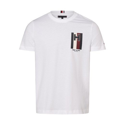 Tommy Hilfiger T-shirt męski Mężczyźni Bawełna biały jednolity ze sklepu vangraaf w kategorii T-shirty męskie - zdjęcie 166285886