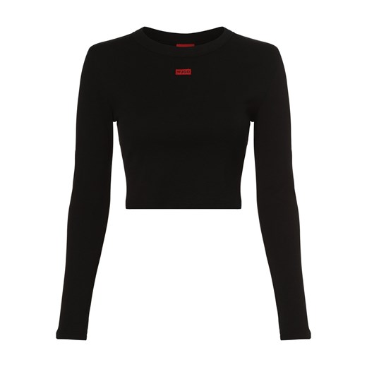 HUGO Damska koszulka z długim rękawem Kobiety Bawełna czarny jednolity XL vangraaf