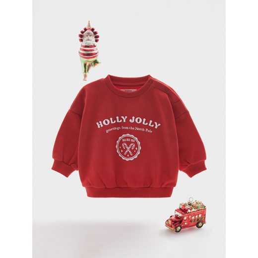 Reserved - Bluza ze świątecznym motywem - czerwony ze sklepu Reserved w kategorii Bluzy i swetry - zdjęcie 166288315