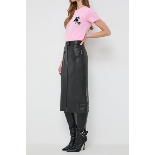 Karl Lagerfeld spódnica kolor czarny midi prosta ze sklepu ANSWEAR.com w kategorii Spódnice - zdjęcie 166290908