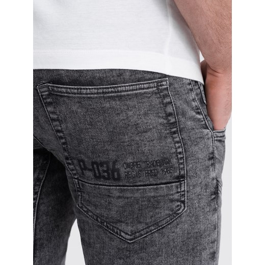 Spodnie męskie marmurkowe JOGGERY z przeszyciami -  szare V3 OM-PADJ-0108 ze sklepu ombre w kategorii Jeansy męskie - zdjęcie 166291119