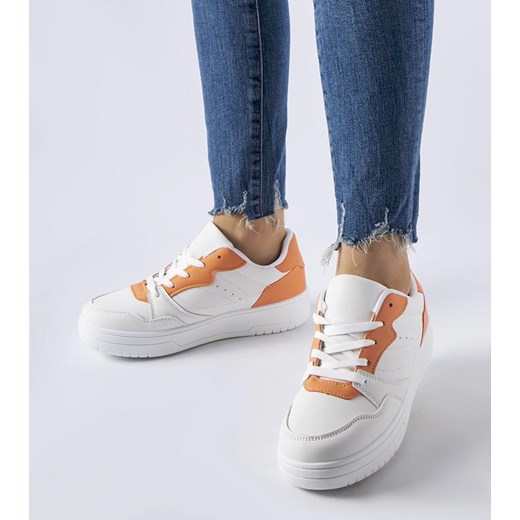 Białe buty z pomarańczowym akcentem Fournie ze sklepu gemre w kategorii Buty sportowe damskie - zdjęcie 166291908