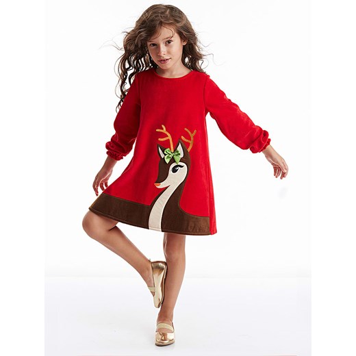 Denokids Sukienka &quot;Little Deer Christmas&quot; w kolorze czerwonym ze sklepu Limango Polska w kategorii Sukienki dziewczęce - zdjęcie 166292277