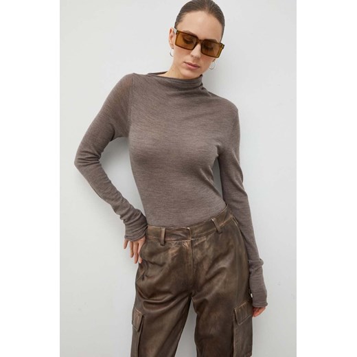Lovechild sweter wełniany damski kolor szary lekki z półgolfem Lovechild S ANSWEAR.com