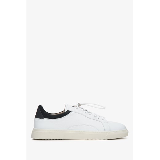 Estro: Białe skórzane sneakersy męskie na wiosnę ze sklepu Estro w kategorii Buty sportowe męskie - zdjęcie 166295617