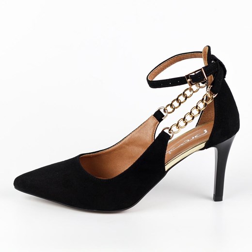 Czarne zamszowe skórzane szpilki damskie Prestige 2221 Prestige 36 suzana.pl