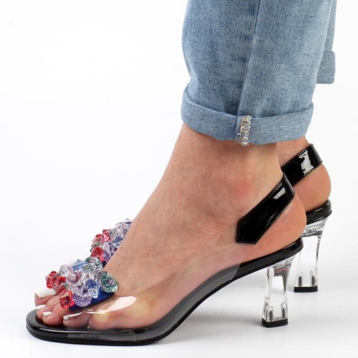 Czarne silikonowe sandały damskie na szpilce, transparentne DiA X950 ze sklepu suzana.pl w kategorii Sandały damskie - zdjęcie 166311225