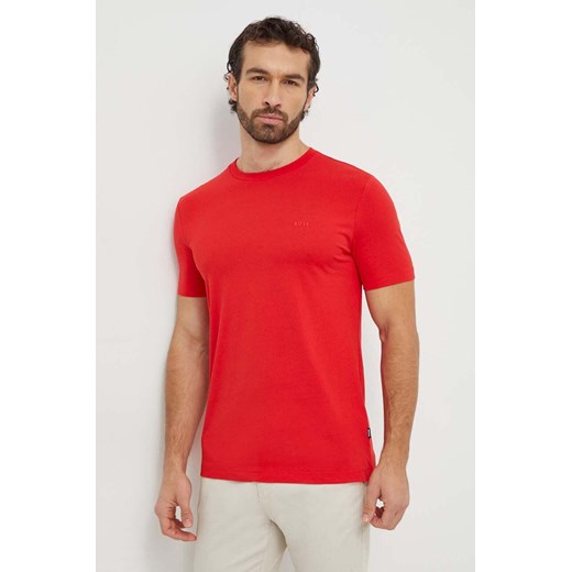 BOSS t-shirt bawełniany kolor czerwony 50468347 ze sklepu ANSWEAR.com w kategorii T-shirty męskie - zdjęcie 166314136