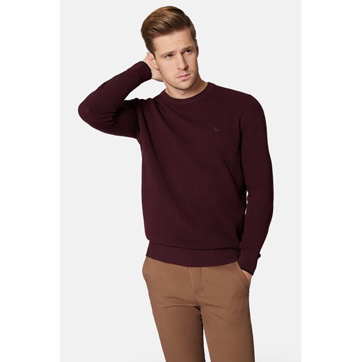 Sweter Bordowy z Bawełną Clive ze sklepu Lancerto S.A. w kategorii Swetry męskie - zdjęcie 166317258