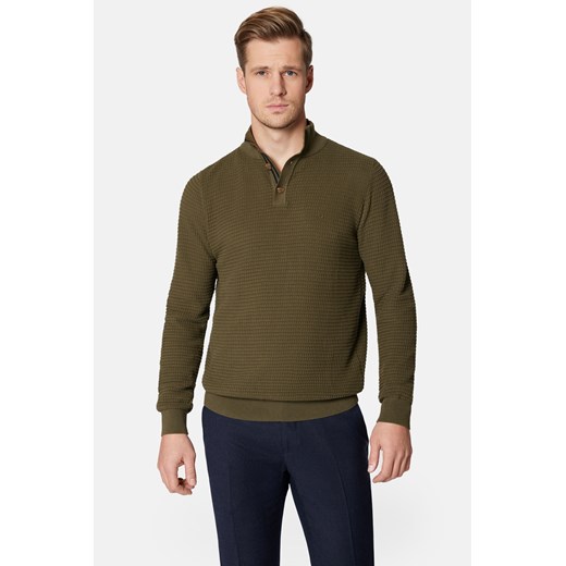 Sweter Oliwkowy Rozpinany z Bawełną Jonathan ze sklepu Lancerto S.A. w kategorii Swetry męskie - zdjęcie 166317265