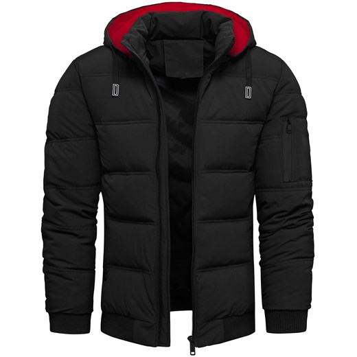 Kurtka męska ocieplana z kapturem czarna Recea ze sklepu Recea.pl w kategorii Kurtki męskie - zdjęcie 166319877