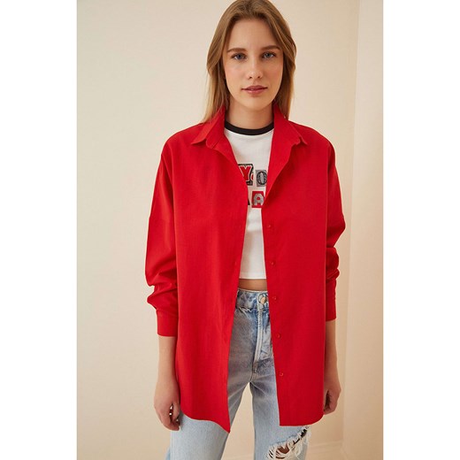 Koszula damska Happiness Istanbul casual z kołnierzykiem 