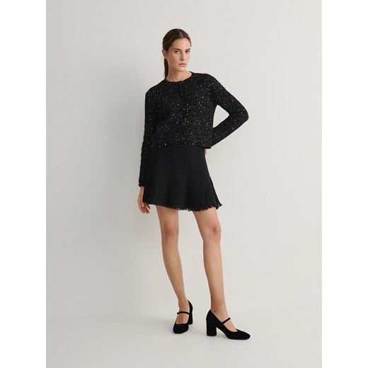 Reserved - Tweedowa spódnica mini - czarny ze sklepu Reserved w kategorii Spódnice - zdjęcie 166323756