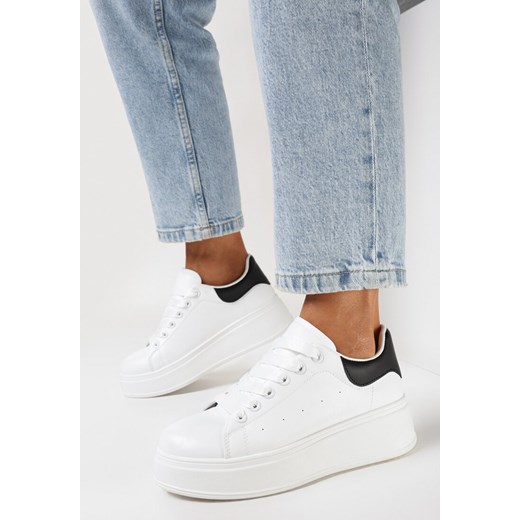 Biało-Czarne Sneakersy na Platformie Blari ze sklepu born2be.pl w kategorii Buty sportowe damskie - zdjęcie 166324219