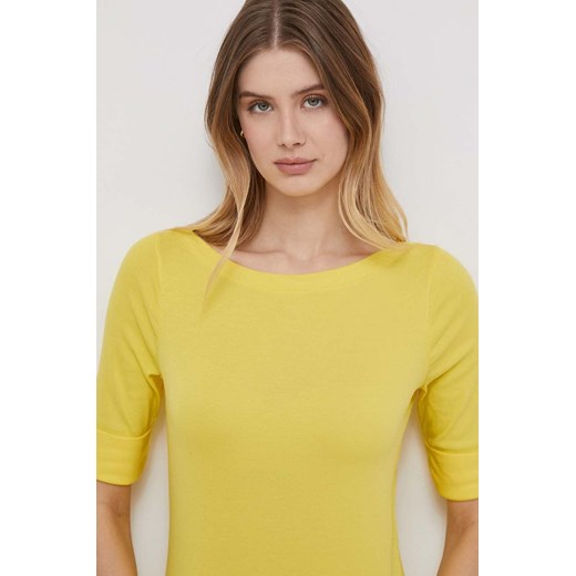 Lauren Ralph Lauren t-shirt damski kolor żółty ze sklepu ANSWEAR.com w kategorii Bluzki damskie - zdjęcie 166326048