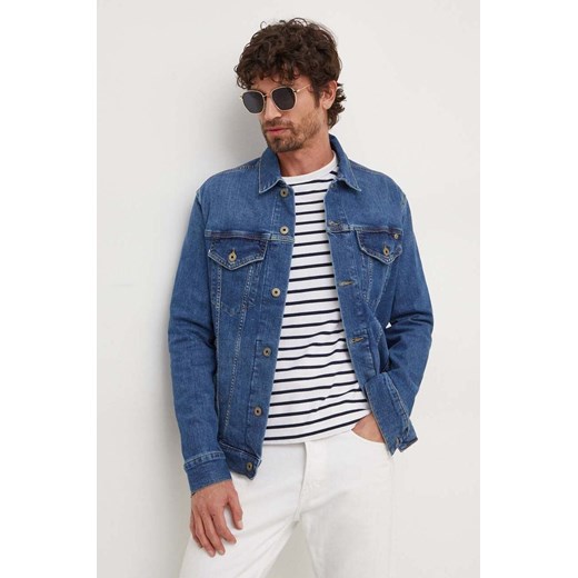 Pepe Jeans kurtka jeansowa męska kolor niebieski przejściowa ze sklepu ANSWEAR.com w kategorii Kurtki męskie - zdjęcie 166326215