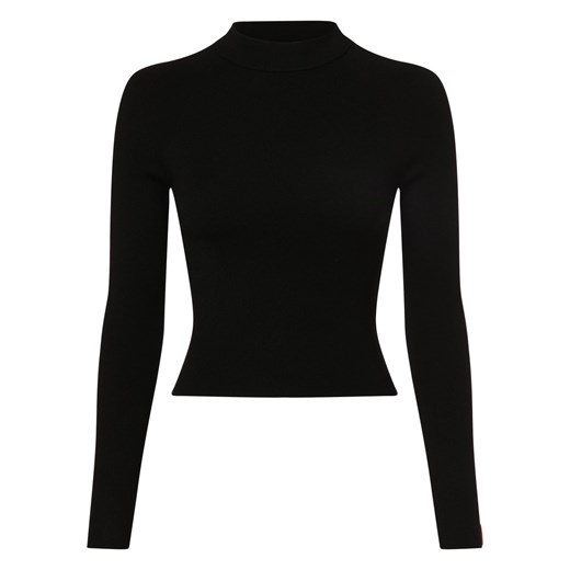 HUGO Sweter damski Kobiety wiskoza czarny jednolity ze sklepu vangraaf w kategorii Swetry damskie - zdjęcie 166368245