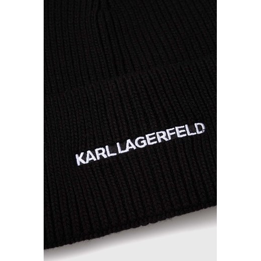 Karl Lagerfeld czapka z domieszką kaszmiru kolor czarny z cienkiej dzianiny Karl Lagerfeld ONE okazja ANSWEAR.com