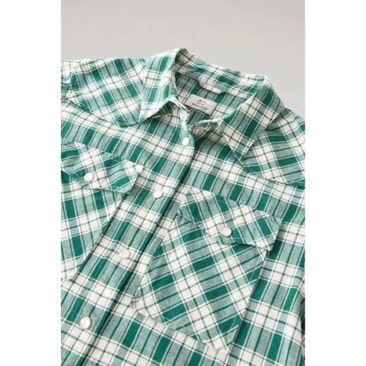 Koszula męska Woolrich wielokolorowa z długim rękawem z bawełny casual z klasycznym kołnierzykiem 