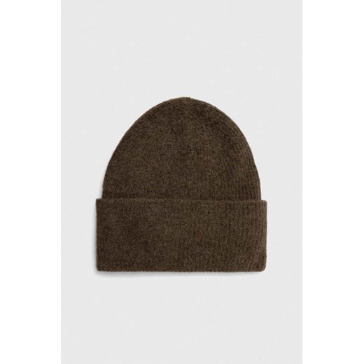 Samsoe Samsoe czapka wełniana NOR kolor brązowy wełniana F16407300 ze sklepu PRM w kategorii Czapki zimowe damskie - zdjęcie 166373176