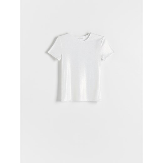 Reserved - T-shirt z metalicznym efektem - złamana biel Reserved L Reserved