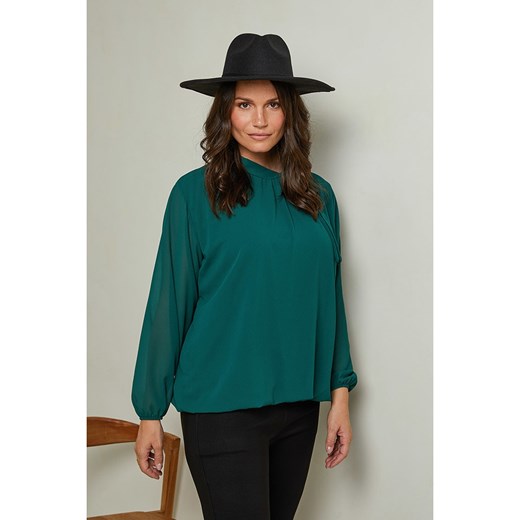 Bluzka damska Curvy Lady z okrągłym dekoltem z długim rękawem 