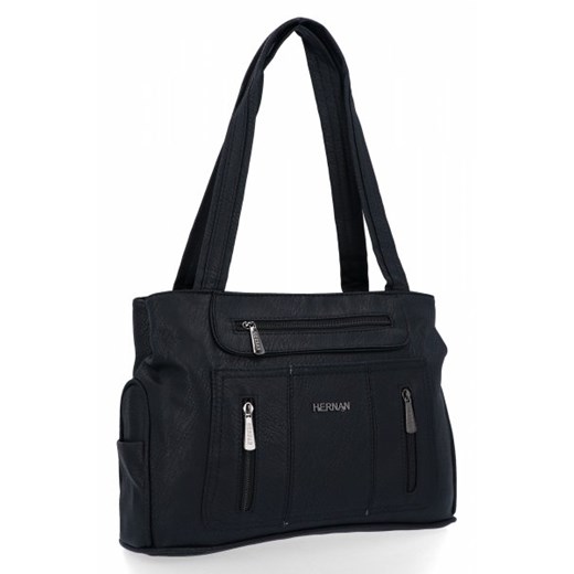 Czarne Torebki Damskie Shopper Bag firmy Hernan (kolory) ze sklepu torbs.pl w kategorii Torby Shopper bag - zdjęcie 166388169