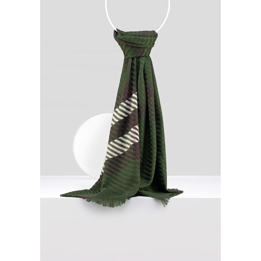 Elegancki szal w zielono-brązową kratę ze sklepu Molton w kategorii Szaliki i chusty damskie - zdjęcie 166389496