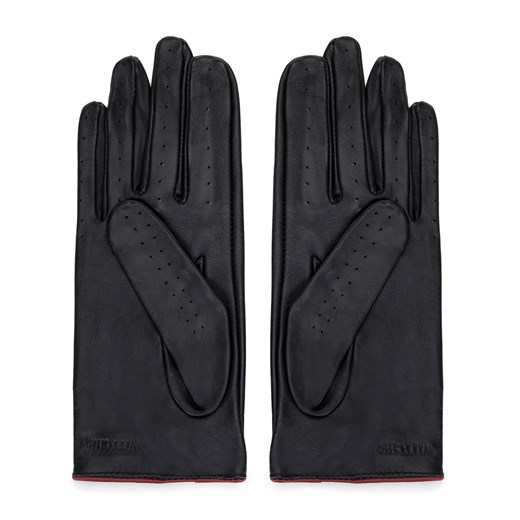 Damskie rękawiczki skórzane samochodowe z ozdobnym obszyciem czarne ze sklepu WITTCHEN w kategorii Rękawiczki damskie - zdjęcie 166389535