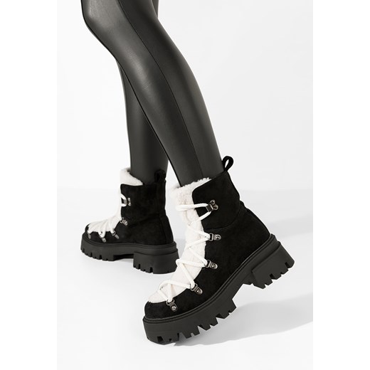 Czarne botki damskie ocieplane Kisha ze sklepu Zapatos w kategorii Workery damskie - zdjęcie 166389705