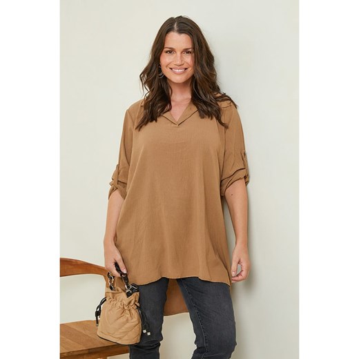 Curvy Lady Bluzka w kolorze karmelowym ze sklepu Limango Polska w kategorii Bluzki damskie - zdjęcie 166406237