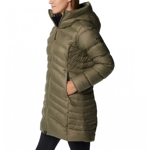 Damski płaszcz z puchem naturalnym Columbia Autumn Park Down Mid Jacket - khaki ze sklepu Sportstylestory.com w kategorii Płaszcze damskie - zdjęcie 166411806