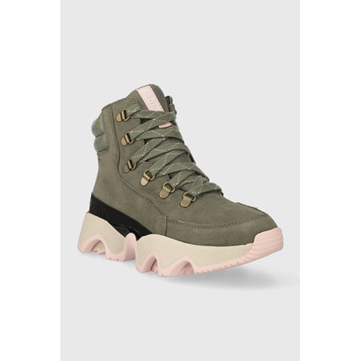Sorel buty KINETIC IMPACT CONQUEST kolor zielony na płaskim obcasie lekko Sorel 38 ANSWEAR.com okazja