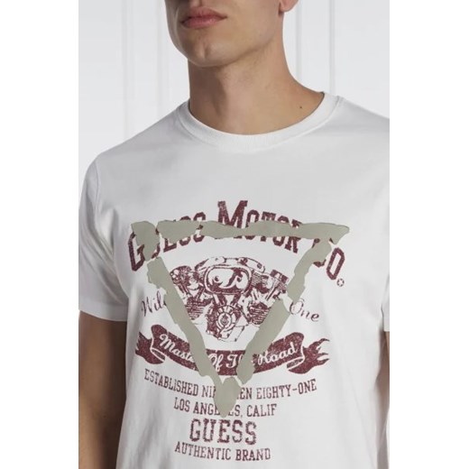 T-shirt męski biały Guess z krótkimi rękawami młodzieżowy