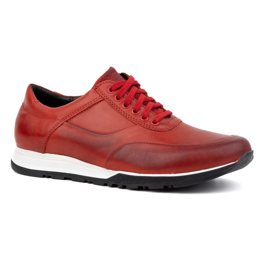 Buty męskie skórzane sportowe casual 902KNT czerwone ze sklepu butyolivier w kategorii Półbuty męskie - zdjęcie 166424947