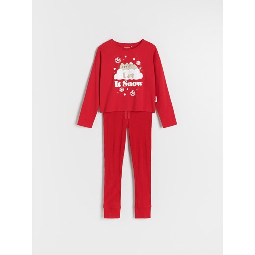 Reserved - Świąteczna piżama Pusheen - czerwony ze sklepu Reserved w kategorii Piżamy dziecięce - zdjęcie 166425059